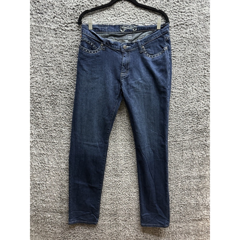 Robin's Jean Blak‎ Garbot Women's Rhinestones Blue Wings Low Rise Size 33